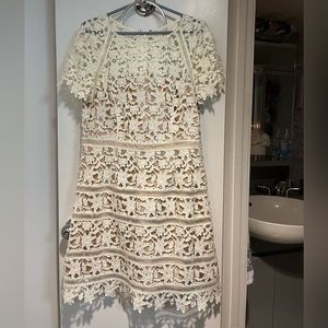 Off white knee length dress zipper in back